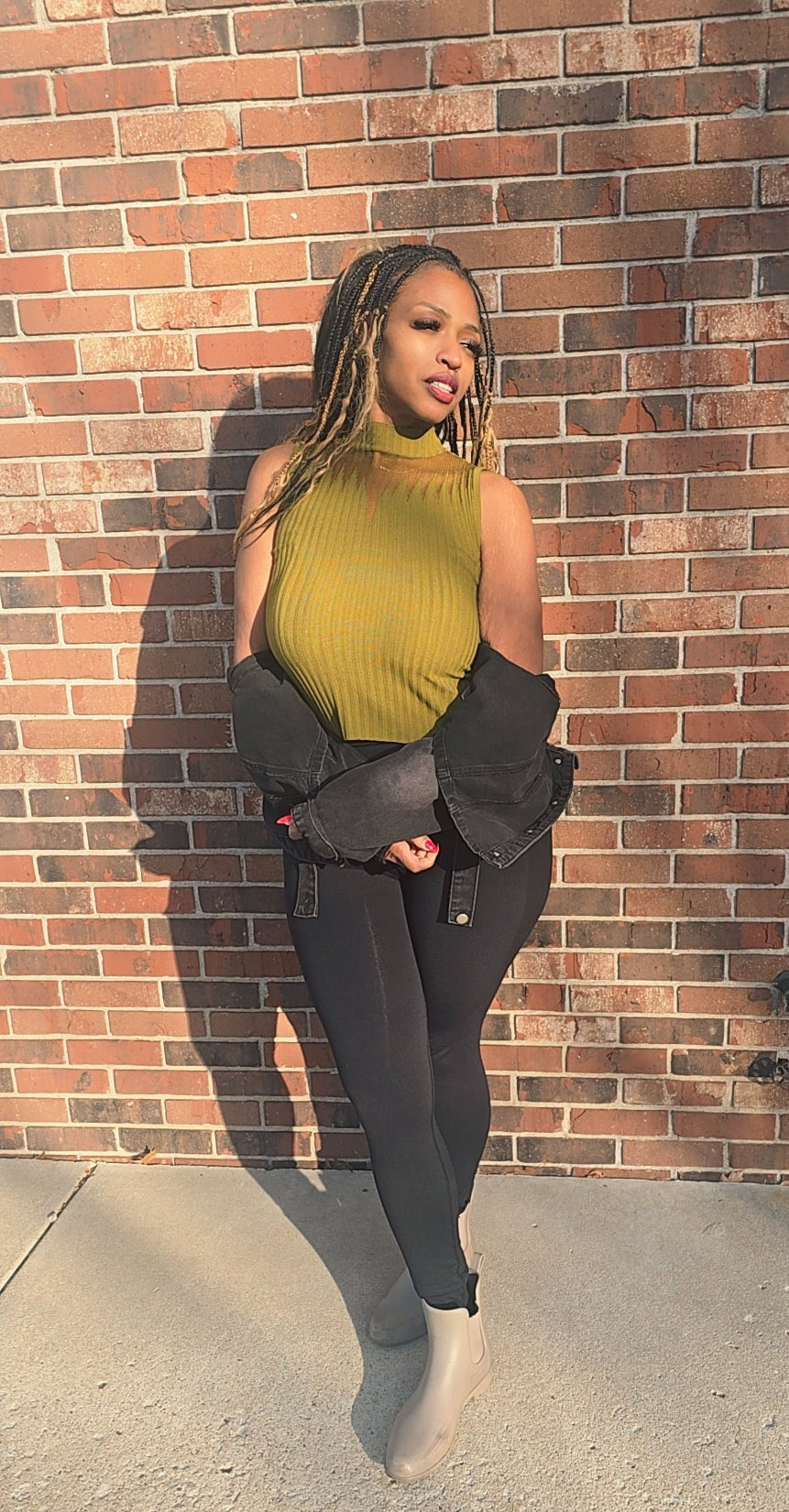 High-Neck Ribbed Sleeveles Top