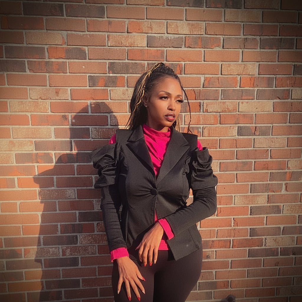 Elegant Ruched Button Blazer